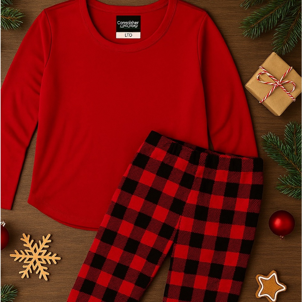 ClimateRight Plaid Pajama Set Red Size Large